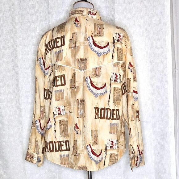 Western Cowboy Patriotic Rodeo Keyhole Neckline Snap Closure Long Sleeve Shirt - Picture 7 of 14